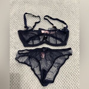 Agent Provocateur Sheer Navy Blue Lingerie Set
